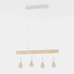 Candeeiro de teto em metal branco e madeira TOWNSHEND EGLO 43704