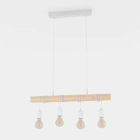 Candeeiro de teto em metal branco e madeira TOWNSHEND EGLO 43704