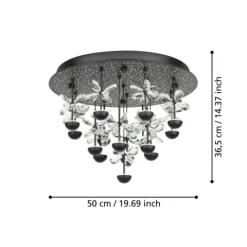 Candeeiro de teto em metal preto com vidro transparente PIANOPOLI 2 EGLO 390275
