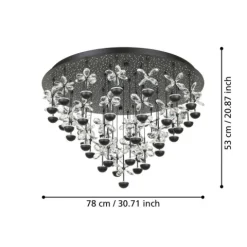 Candeeiro de teto em metal preto com vidro transparente PIANOPOLI 2 EGLO 390276