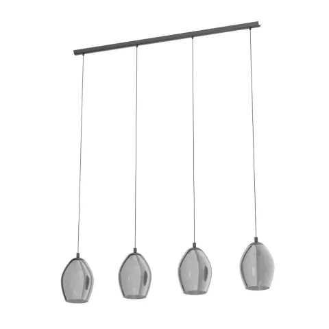 Candeeiro de teto ESTANYS com 4 abajures de vidro fumé preto-transparente 39566