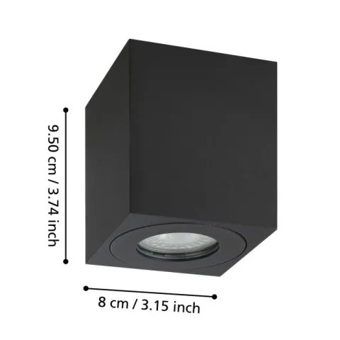 Candeeiro de teto exterior preto quadrado TORRECOLA EGLO 901029