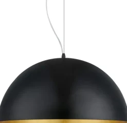 Candeeiro de Teto GAETANO 1 em Aço Preto com Interior Dourado Elegante 94936