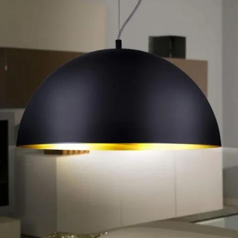 Candeeiro de Teto GAETANO 1 Preto com Interior Dourado 38 cm EGLO 94935
