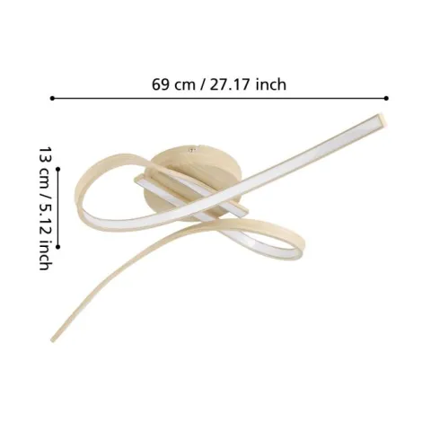 Candeeiro de Teto LED com Acabamento em Madeira SELVINA 2 EGLO 901103