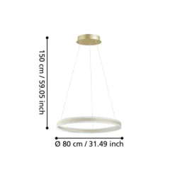 Candeeiro de teto LED com anel metálico champanhe TONARELLA EGLO 39313