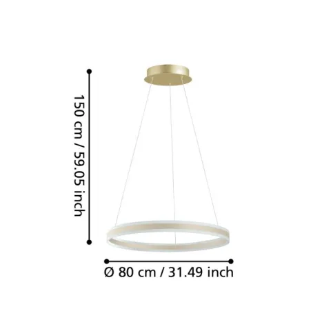 Candeeiro de teto LED com anel metálico champanhe TONARELLA EGLO 39313