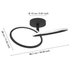 Candeeiro de teto LED com anéis inclinados preto mate CONGIUNTI EGLO 902144