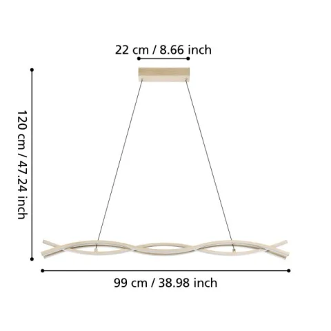 Candeeiro de teto LED com aspeto madeira LASANA 4 EGLO 901106