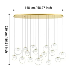 Candeeiro de teto LED com baldaquim em latão e esferas opacas PORTOCOLOM EGLO 390348