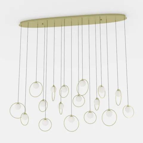 Candeeiro de teto LED com baldaquim em latão e esferas opacas PORTOCOLOM EGLO 390348