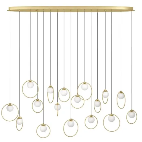 Candeeiro de teto LED com baldaquim em latão e esferas opacas PORTOCOLOM EGLO 390348