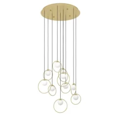 Candeeiro de teto LED com baldaquim em latão e esferas opalas PORTOCOLOM EGLO 390345