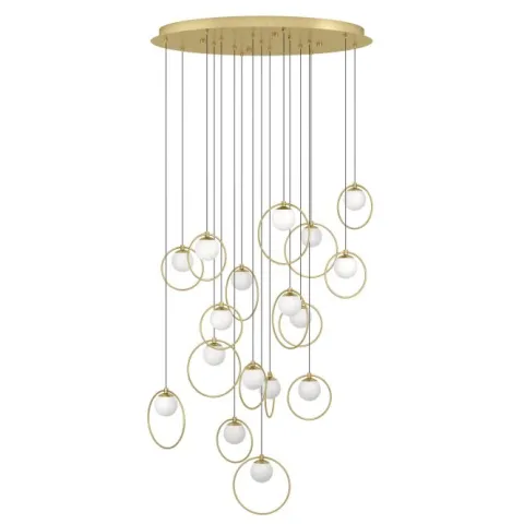 Candeeiro de teto LED com baldaquim em latão e esferas opalas PORTOCOLOM EGLO 390346