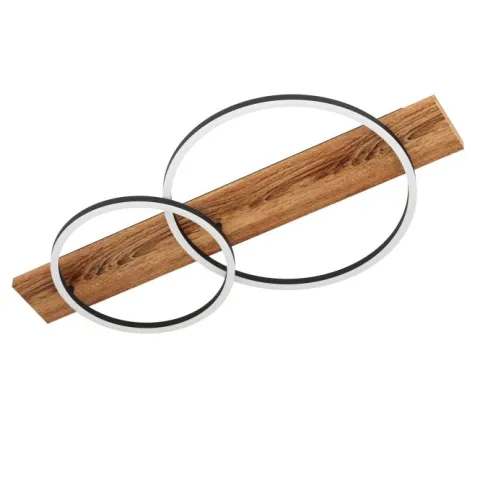 Candeeiro de teto LED com madeira e metal preto BOYAL EGLO 99408