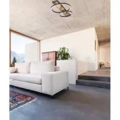Candeeiro de teto LED com madeira e metal preto BOYAL EGLO 99408