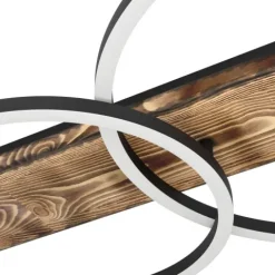 Candeeiro de teto LED com madeira e metal preto BOYAL EGLO 99408