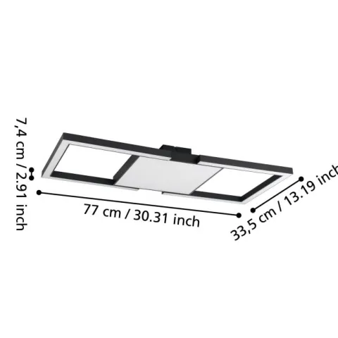 Candeeiro de teto LED com molduras quadradas preto MACELLARA EGLO 390019