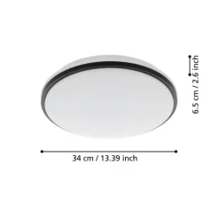 Candeeiro de Teto LED com Moldura Preta e Plástico Branco PINETTO EGLO 900366