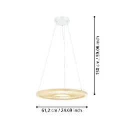 Candeeiro de teto LED com painel branco e bambu DEHESA EGLO 390297