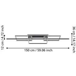 Candeeiro de teto LED com perfil preto e luz branca quente PUEBLA EGLO 390282