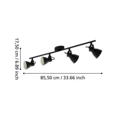 Candeeiro de Teto LED com 4 Projetores Ajustáveis Preto SERAS 2 EGLO 98408