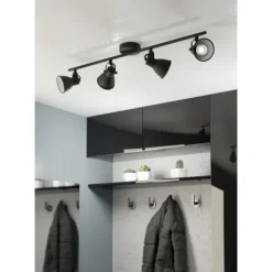Candeeiro de Teto LED com 4 Projetores Ajustáveis Preto SERAS 2 EGLO 98408
