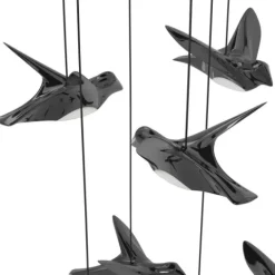 Candeeiro de teto LED com 17 pássaros em níquel-nero PARATEBUENO EGLO 390353