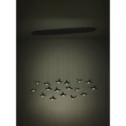 Candeeiro de teto LED com 17 pássaros em níquel-nero PARATEBUENO EGLO 390353