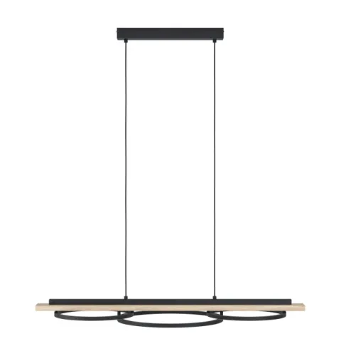 Candeeiro de teto LED preto com madeira BOYAL EGLO 901714