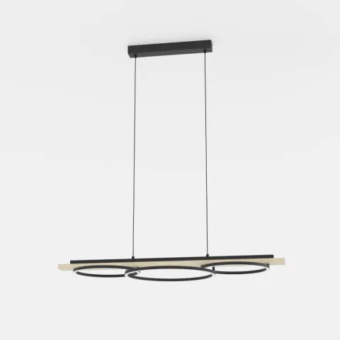 Candeeiro de teto LED preto com madeira BOYAL EGLO 901714