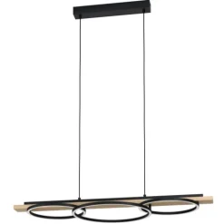 Candeeiro de teto LED preto com madeira BOYAL EGLO 901714