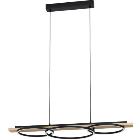 Candeeiro de teto LED preto com madeira BOYAL EGLO 901714