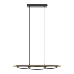 Candeeiro de teto LED preto com madeira BOYAL EGLO 901714
