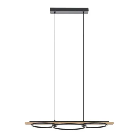 Candeeiro de teto LED preto com madeira BOYAL EGLO 901714