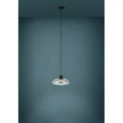 Candeeiro de teto LED preto com vidro preto-transparente SARNARRA EGLO 390298