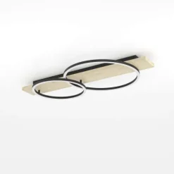 Candeeiro de teto LED preto com detalhe carvalho BOYAL EGLO 901716