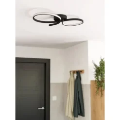 Candeeiro de teto LED preto com detalhe branco SERPINS EGLO 901266