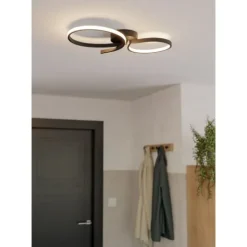 Candeeiro de teto LED preto com detalhe branco SERPINS EGLO 901266