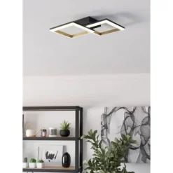 Candeeiro de teto LED preto e latão CALLIERA EGLO 901225