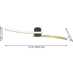 Candeeiro de teto LED preto e latão escovado AIETA EGLO 901215