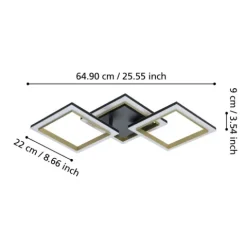 Candeeiro de teto LED preto e latão CALLIERA EGLO 901222