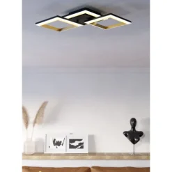 Candeeiro de teto LED preto e latão CALLIERA EGLO 901222