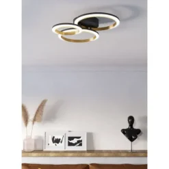 Candeeiro de teto LED preto e latão CALLIERA EGLO 901224