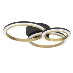 Candeeiro de teto LED preto e latão CALLIERA EGLO 901224