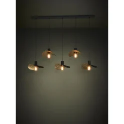 Candeeiro de teto pendente cinco luzes preto e dourado SACEDA EGLO 390396