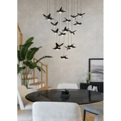 Candeeiro de teto pendente LED com 17 pássaros níquel-nero PARATEBUENO EGLO 390352