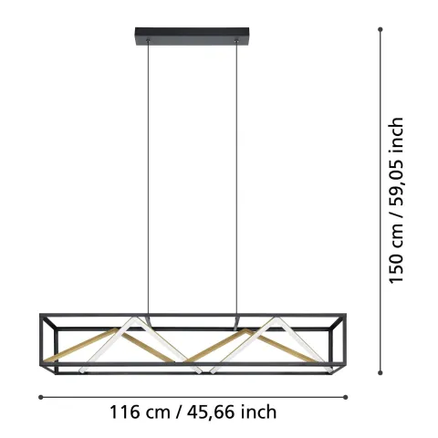 Candeeiro de teto preto e dourado PENELA 390417 - Eglo
