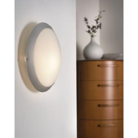 Candeeiro de Teto Redondo em Metal e Vidro Branco Acetinado MARS 1 EGLO 89248