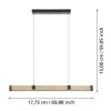 Candeeiro de teto retangular preto com madeira CAMINARRO EGLO 390225